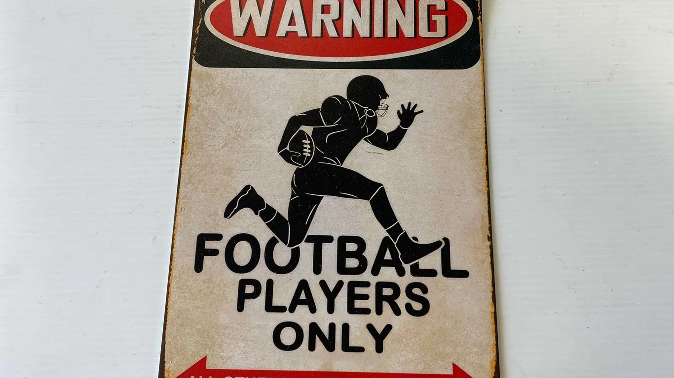 Warning Football Players Only Metal Sign (T5)