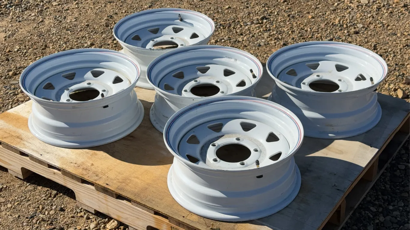 QTY of (5) White Steel Spoke Trailer Rims