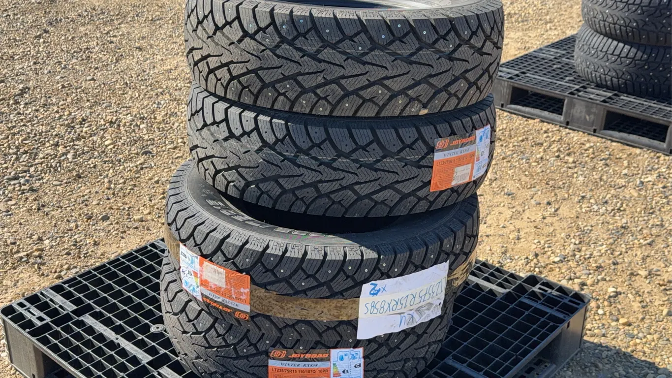 QTY of (4) LT235/75R15 (3) Studded Winter Tires without Rims