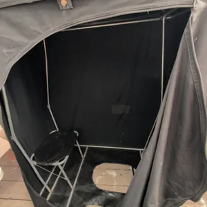 Portable Black IEC Ice Fishing Tents with Folding Stool and Vent Openings