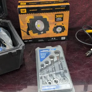 Tool Lot: Simoniz Polisher, CAT LED Worklight, Worklight Stand, Mastercraft Ratcheting Wrenches