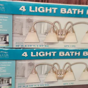 Altair Lighting 4 Light Bath Bars, Alabaster Glass, Pewter Finish