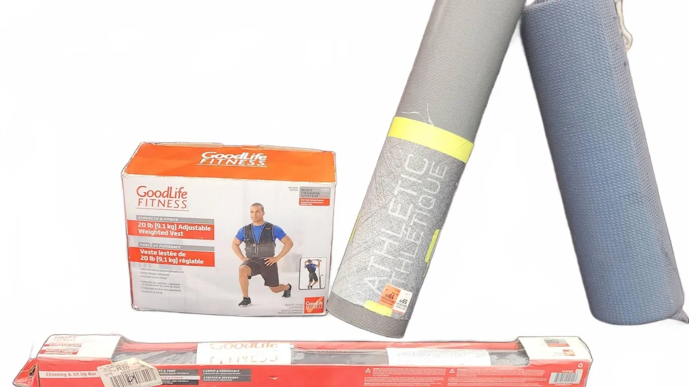 GoodLife Fitness Weighted Vest, Yoga Mat, and Chin-Up Bar Set