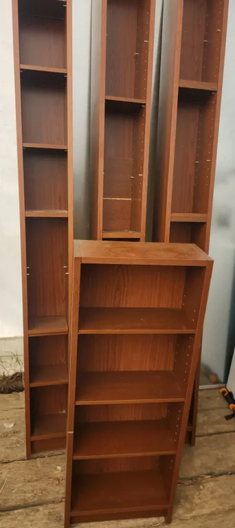 4 Brown Wood Laminate Bookcases