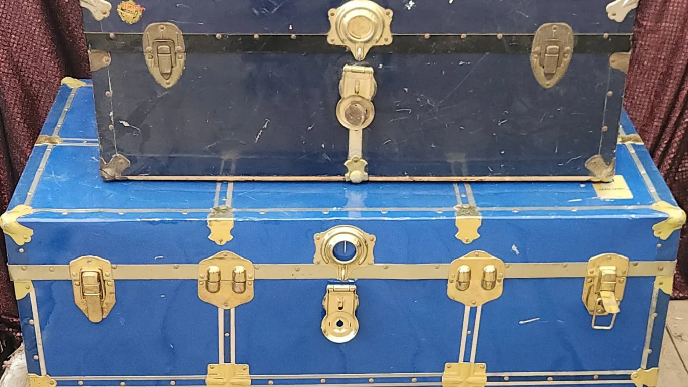 Blue Storage Trunks, Sears Sani-Gard and Union Trunk & Baggage