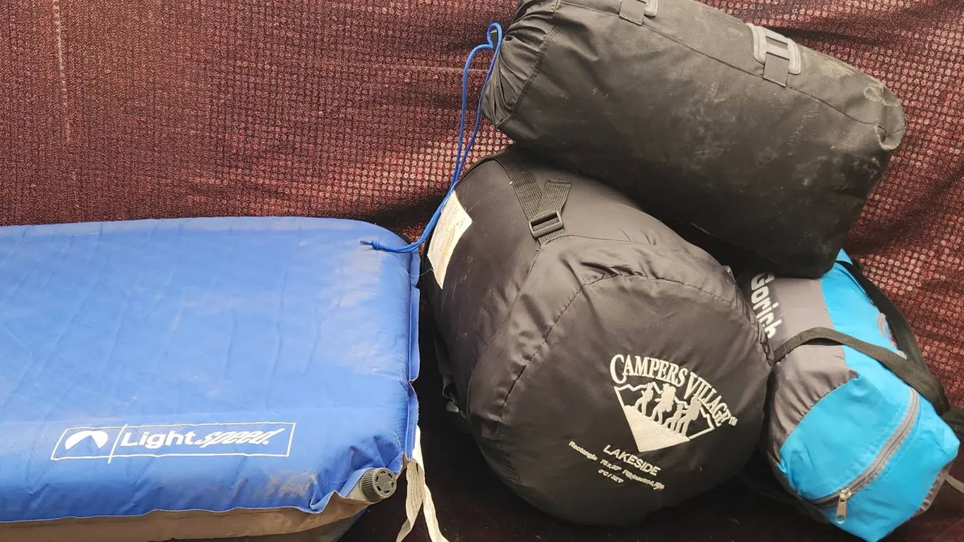 Camper's Village Sleeping Bag, North 49 Sack, Gorich Tent, Lightspeed Pad