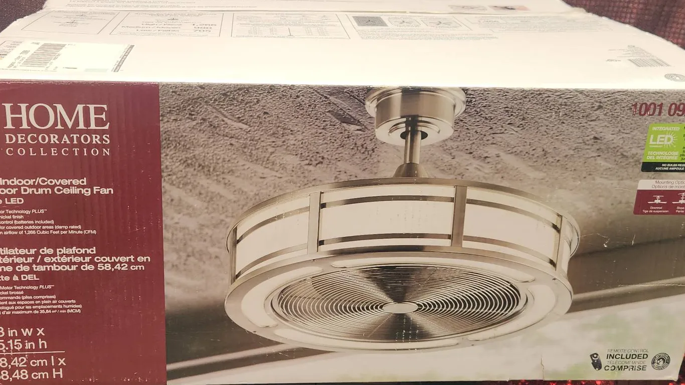 23-Inch LED Drum Ceiling Fan, Indoor/Outdoor, Model 1001 092 505