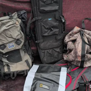 5 Outdoor Gear Bags: Serratus Backpack, Dry Bag, Camouflage Duffel, 2 Gear Cases