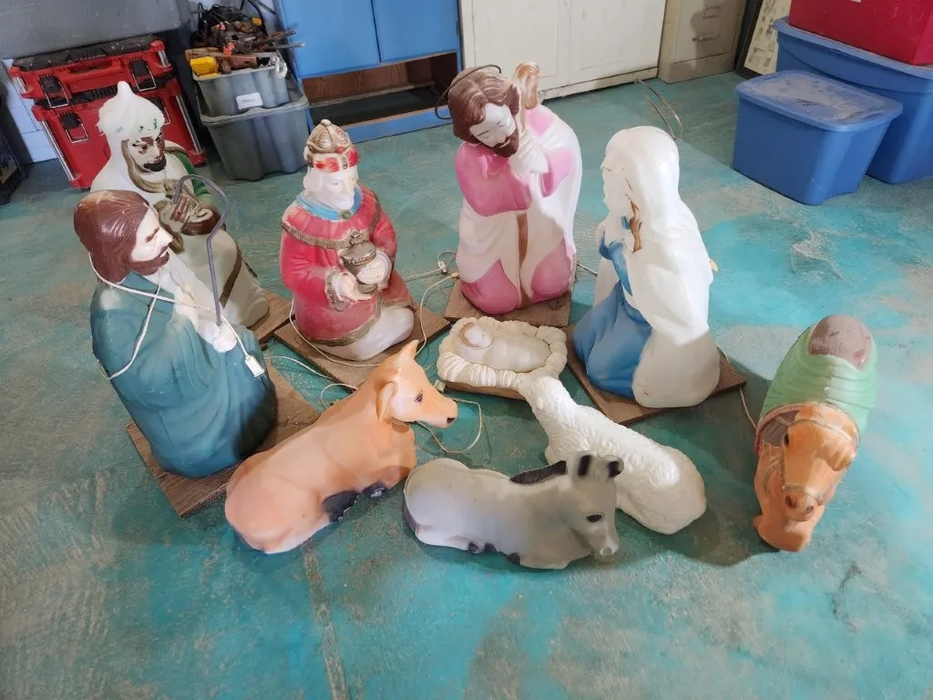 Vintage Plastic Blow-Mold Christmas Nativity Set