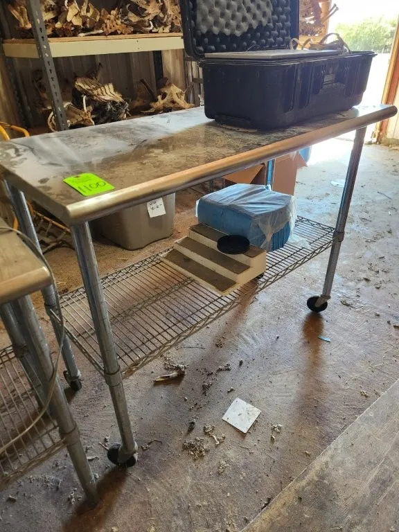 Stainless Steel Table w/ Rack Shelf on Casters