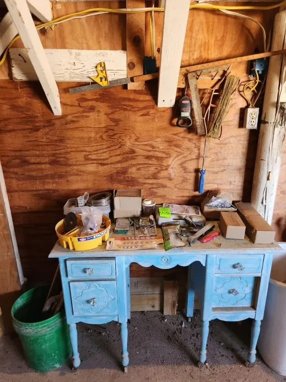 Desk, Desk Contents, & Contents on Wall