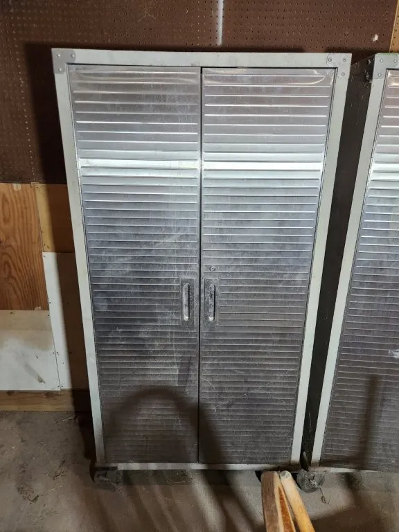 Metal Cabinets w/ Shelves on Casters & Contents
