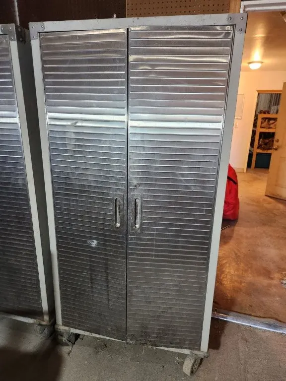 Metal Cabinets w/ Shelves on Casters & Contents