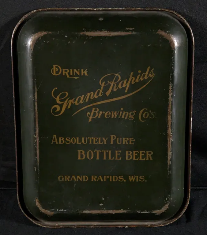 PRE PROHIBITION BEER TRAY DRINK GRAND RAPIDS BREWING CO'S ABSOLUTELY PURE BOTTLE BEER GRAND RAPIDS WISCONSIN
