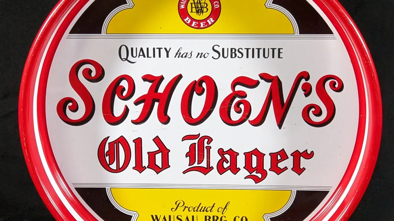 BEER TRAY SCHOEN'S OLD LAGER WAUSAU BREWING CO WISCONSIN