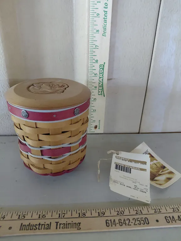 2010 Longaberger Rose Bowl Ohio State Basket W/Lid 5"X5.5"