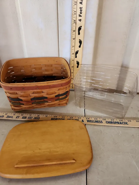 1994 Longaberger Recipe Basket W/Protector & Lid 8.5"X6"X6"