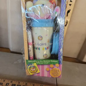 2004 TY Beanie Babies Club Set-Bennine Baby Bits, Travel Mug, Paper Mug Insert, Sticker Sheets, & Do