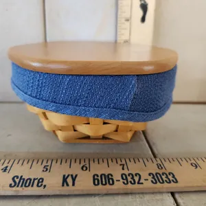 2002 Longaberger Sage Basket W/Liner & Lid 6"X5.5"X2.75"