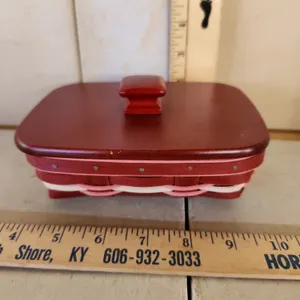 2011 Longaberger Key To My Heart Basket W/Liner, Protector, & Lid 6.5"X4.75"X2.5"