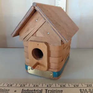 1999 J.B.W. Woodshop Handwoven In Dresden, Ohio Handmade Wood Birdhouse 6"X5"X6"