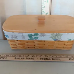 1999 Longaberger Envelope Single Basket W/Liner, Protector, & Lid 12"X5.5"X5.5"