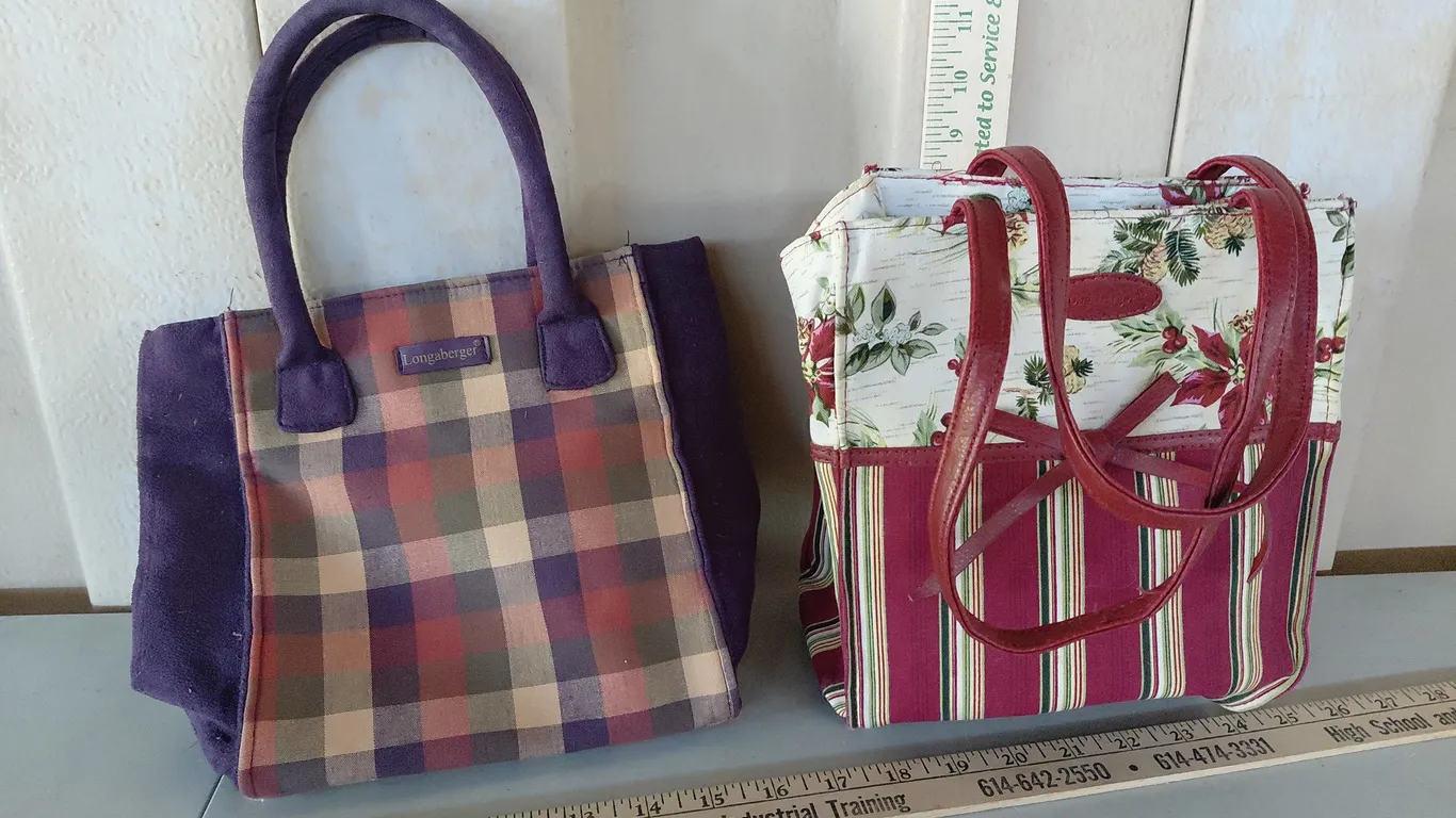2 Longaberger Cloth Bag/Purse, Need Cleaned