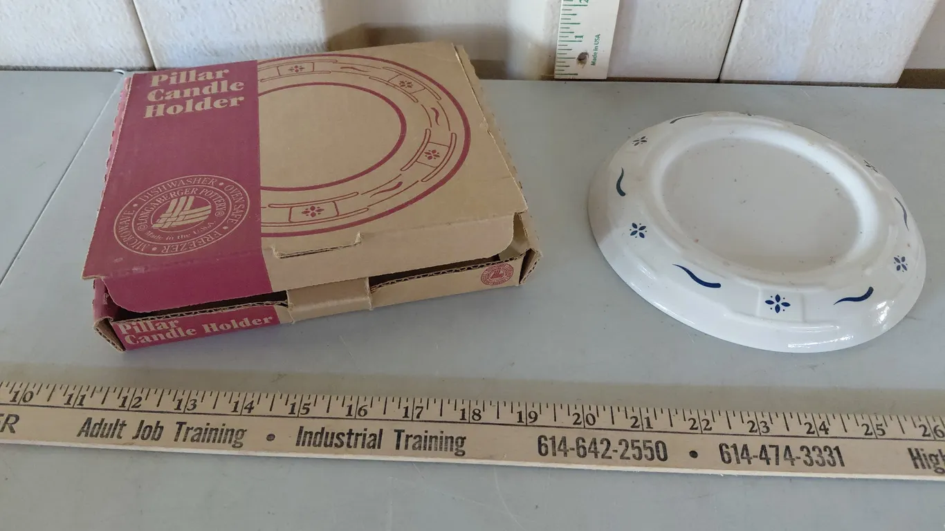 Longaberger Pottery Pillar Candle Holder In Box