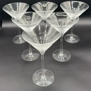 6 Pier 1 Reflections Crackle Glass Martini Glasses