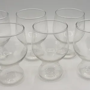 6 Vintage Glass Goblet/Footed Drinking Glasses - Retro Barware
