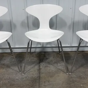 3 White Bernhardt Design Orbit Chairs