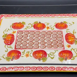 Temptations "Pumpkin Patch" Serving Tray W/ Wire Serving Rack