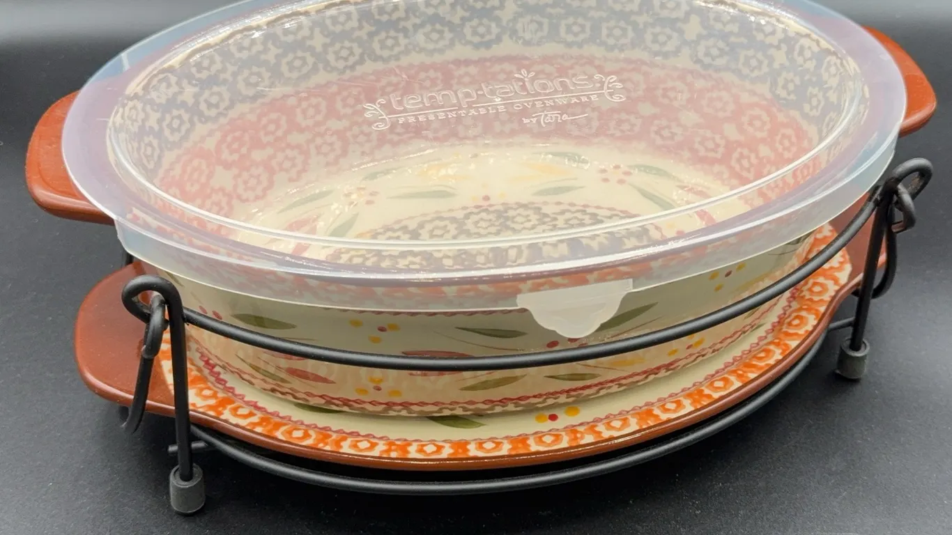 Temptations Old World 2 Quart Casserole Dish & Accessories