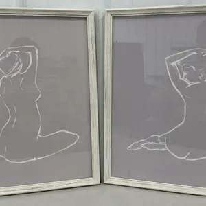 Modern Framed Line Art Nude Women
