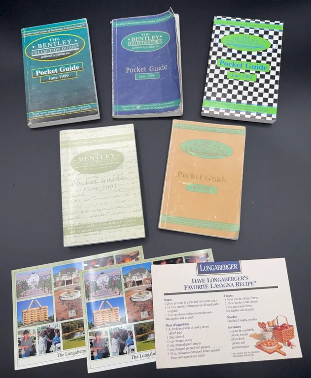 5 Bentley Longaberger Pocket Guides & Recipe Card & Post Cards