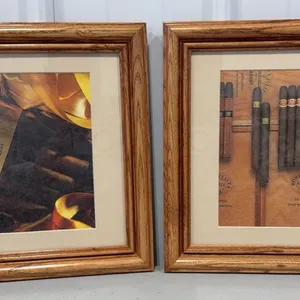 2 Cigar Pictures in Oak Wood Frames