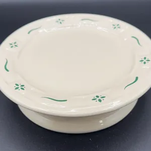 Longaberger Pottery Candle Stand Ivory & Green