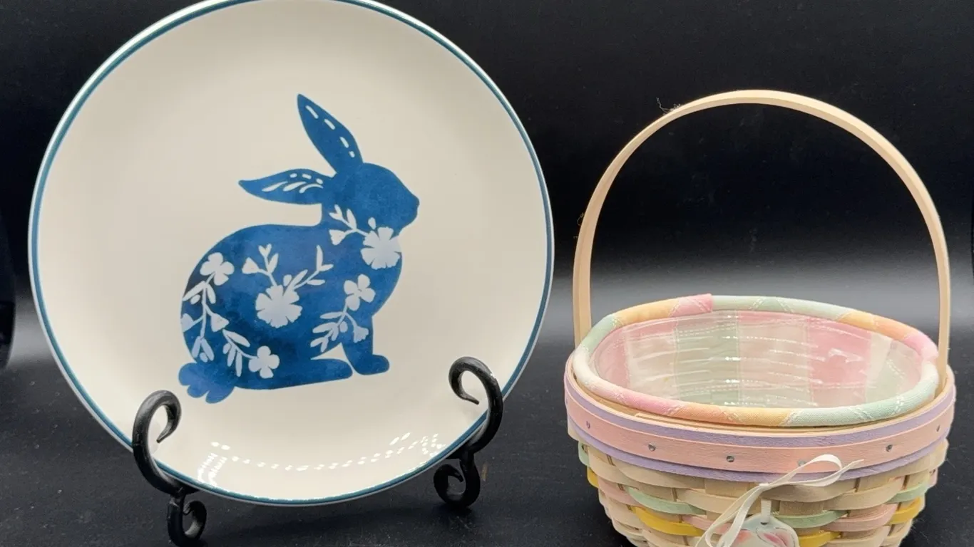 Longaberger Mini Easter Basket & Bunny Plate