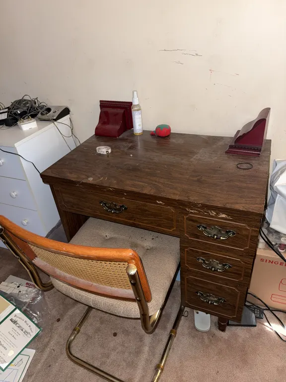 Wooden desk and chair