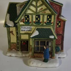 Pickwick's Book Store Ceramic Holiday Village Building Decor
