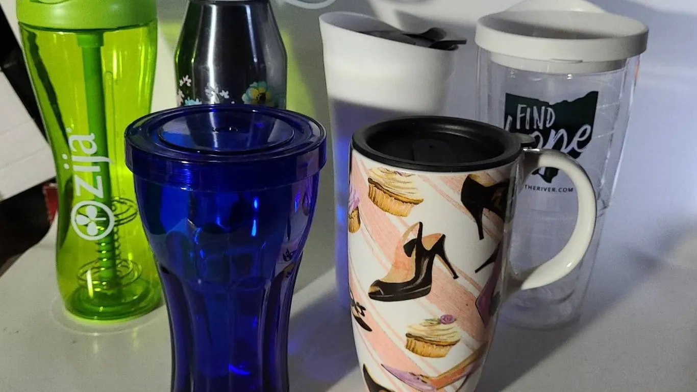 6 Travel and Drink Tumblers, Assorted Brands, Styles