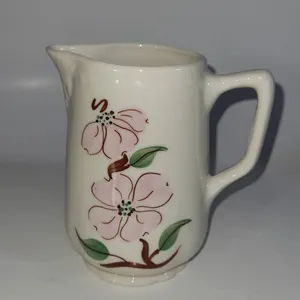 Mt. Vernon VA Ceramic Creamer Pink Floral Hand Painted