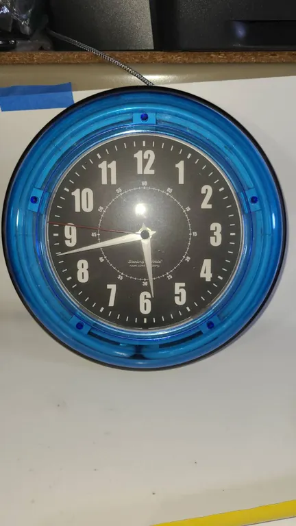 Sterling & Noble Neon Wall Clock Blue Bezel Quartz Movement