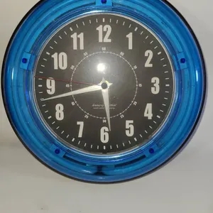 Sterling & Noble Neon Wall Clock Blue Bezel Quartz Movement