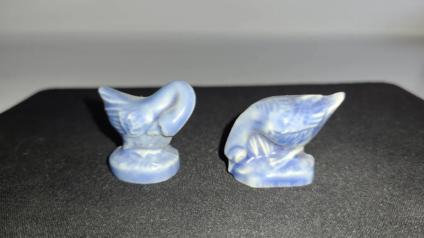 Wade Blue Porcelain Bird Figurines, 2 Pieces