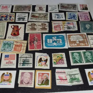 34 Vintage US & International Postage Stamps