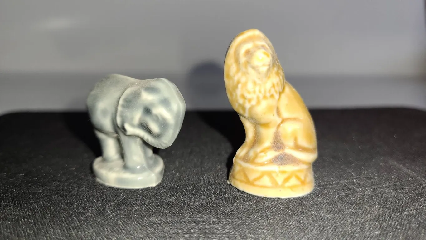 Wade Porcelain Animal Figurines: Elephant and Lion, Set of 2