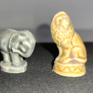 Wade Porcelain Animal Figurines: Elephant and Lion, Set of 2
