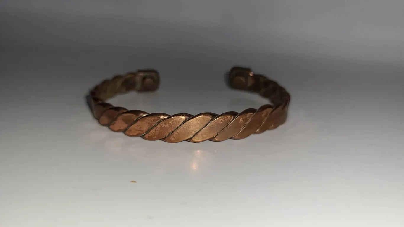 Braided Solid Copper Open Cuff Magnetic Bracelet