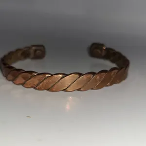 Braided Solid Copper Open Cuff Magnetic Bracelet